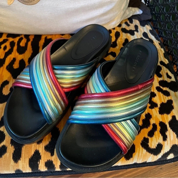 AEROSOLES Lina Rainbow Criss Cross Pride Sandals - Picture 3 of 8